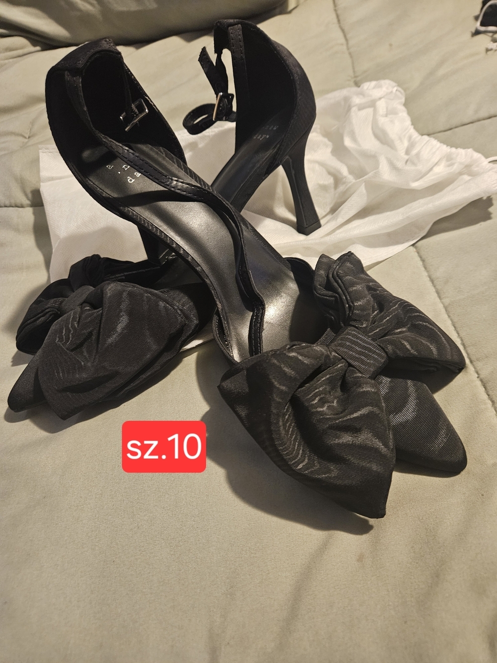 Women’s Black Bow Ankle-Strap Heels